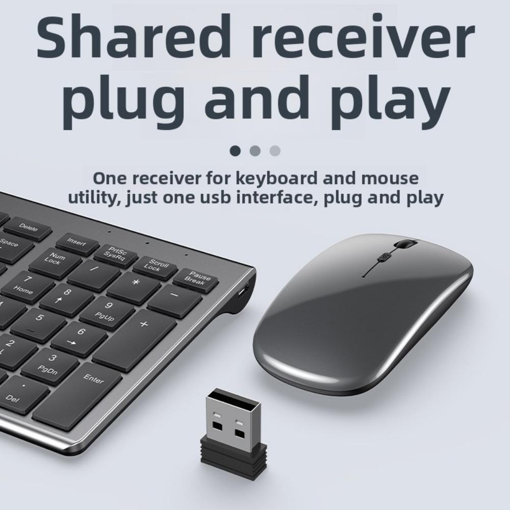 Rechargeable Wireless Bluetooth Keyboard Silent Type for iPad Laptop Desktop with Mouse Combo