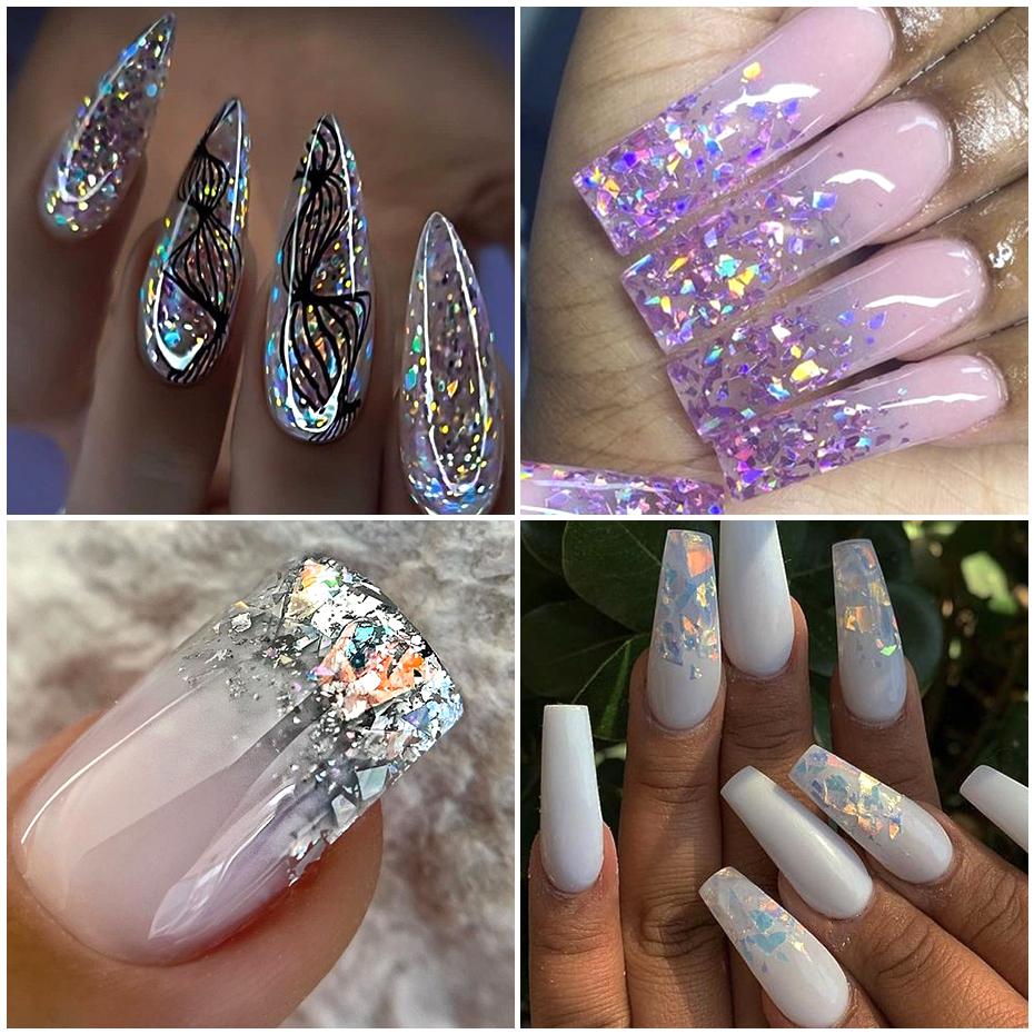 12 Grids Aurora Chameleon Nail Glitter Flakes Irregular Crystal Glass Sequins Powder Shiny Mermaid Paillette Nail Art Decoration