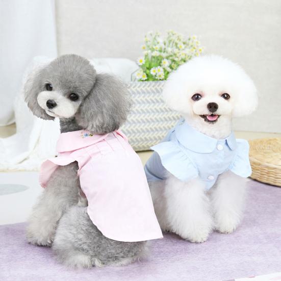

Lovely Pet Clothes Thin Doll Collar Embroidery Decor Pet Shirt for Party