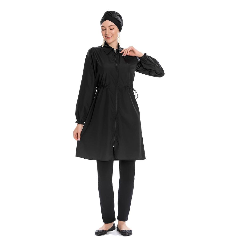 Cheap Women's Zippered Hijab Swimsuit One Piece 2023 Zipper Monokini