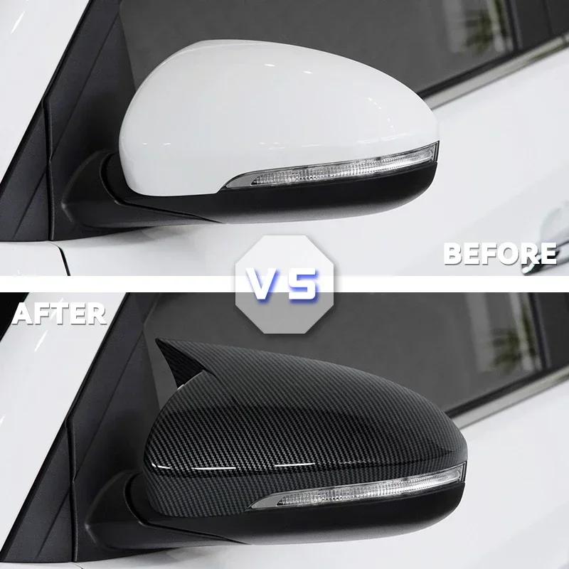 Pair Ox Horn Rearview Side Glass Mirror Cover Trim Frame Side Mirror Caps for Hyundai Tucson 2015-2020 Auto Accessories
