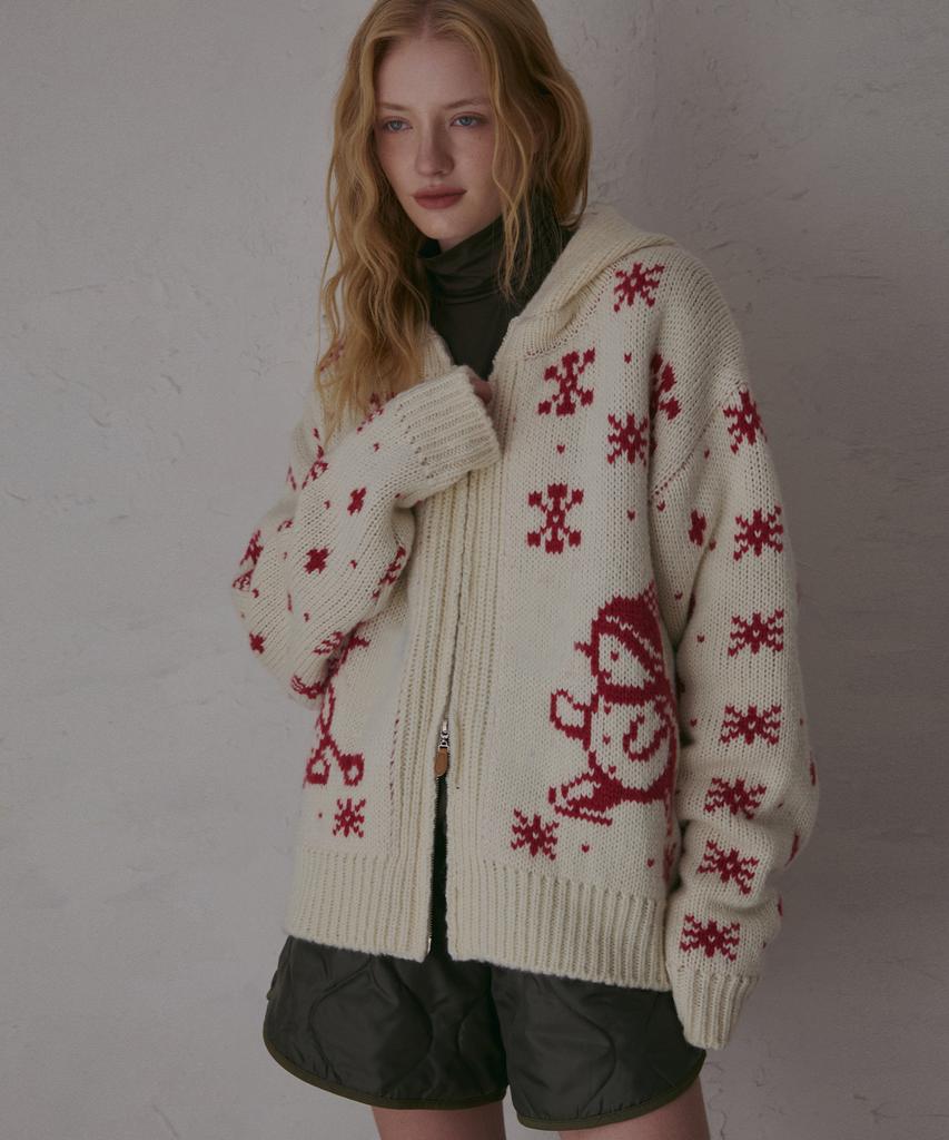 Oder Snowman Cowichan Wool Zip-Cream