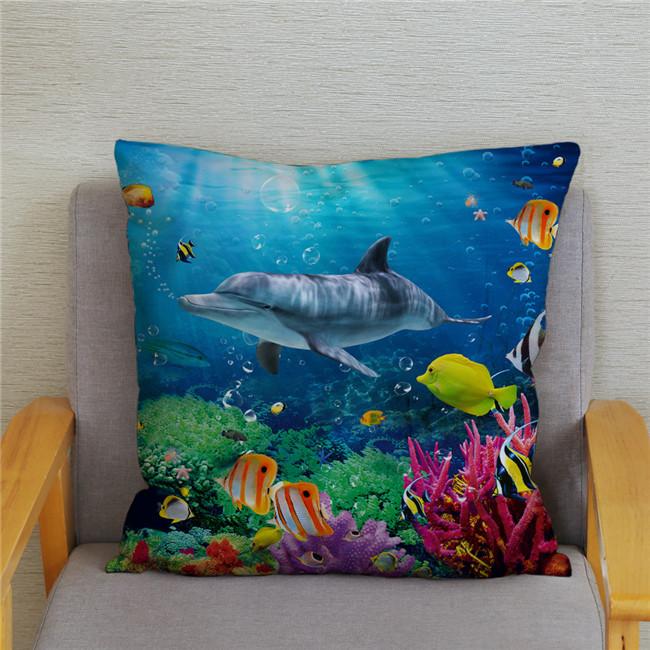 Poszewka na poduszkę Wzór delfinów oceanicznych Nadruk świata podwodnego Poduszka Dzieci Sofa Dekoracja domu
