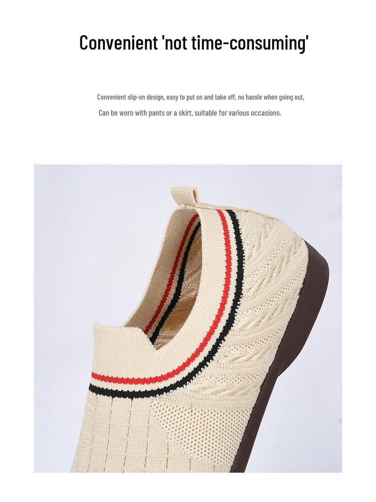 Spring/Summer 2025 Women's Fashion Slip-on Flat Bottom Breathable Shoes for Middle-Aged & Elderly