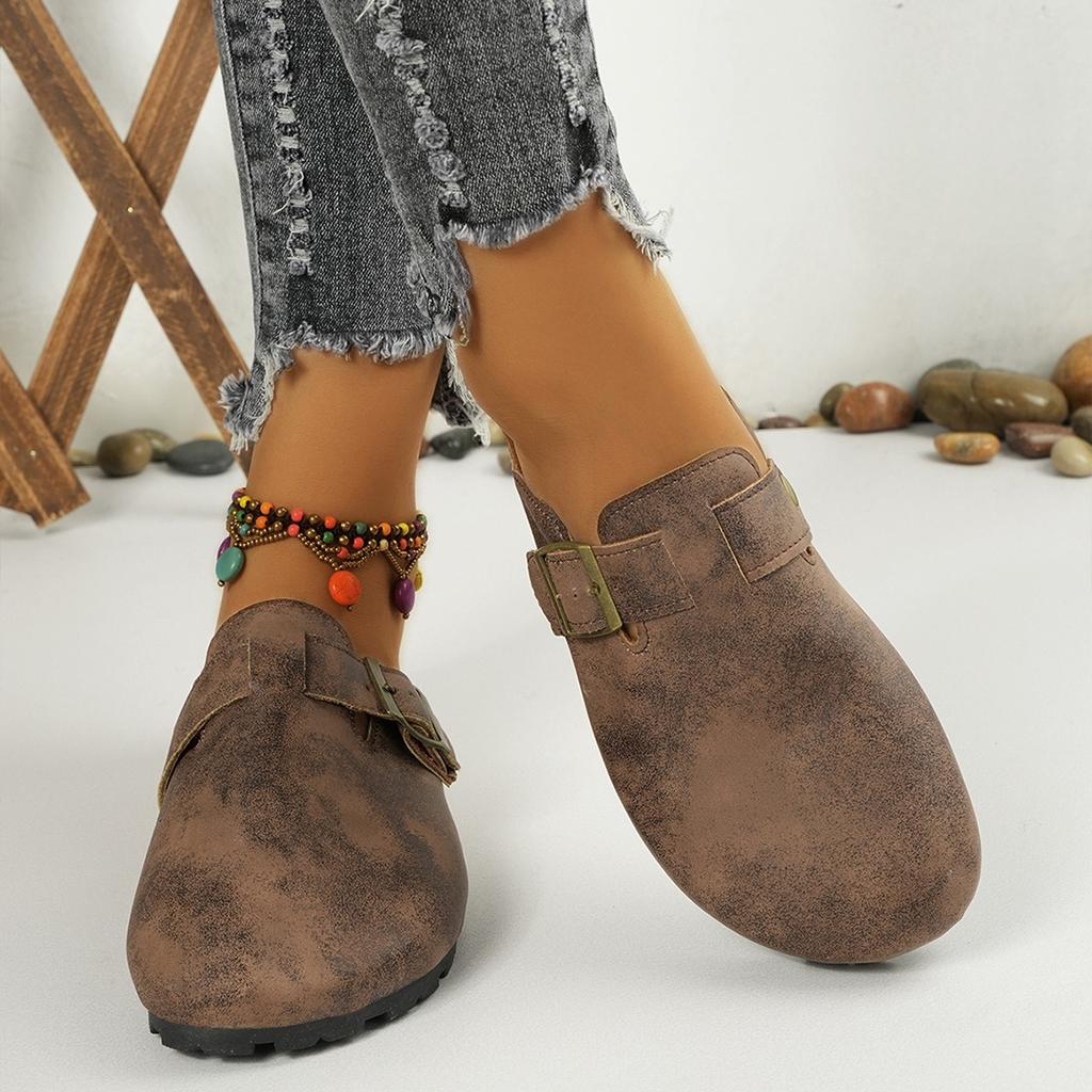 Baotou Slippers Women's Cork Drag Large Size Roman Shoes Casual Half Drag Lazy Shoes Tide