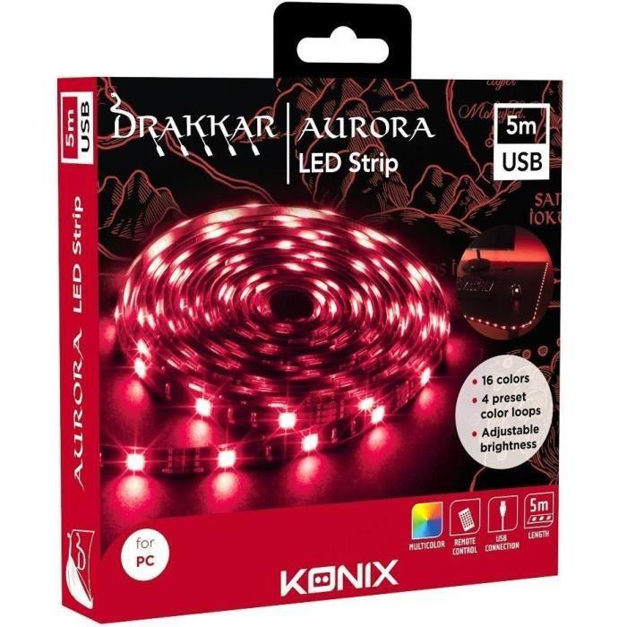 Ruban LED - Konix - DK Banque Aurora - USB Pour PC - 5m