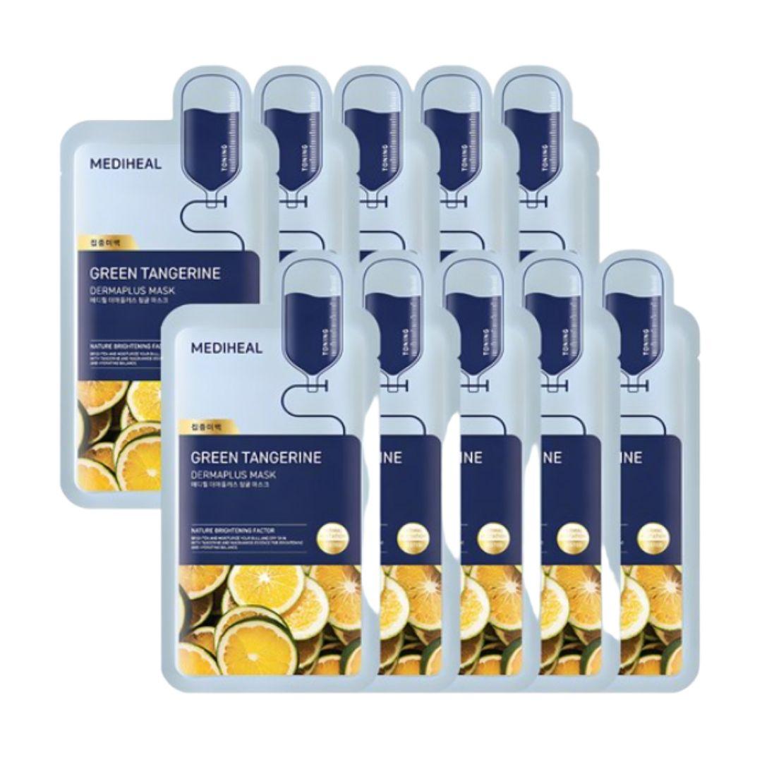 

MEDIHEAL Derma Plus Green Tangerine Brightening Sheet Mask 10pcs