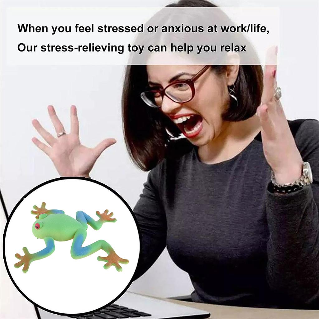 Rubber Simulation Frog Stretchy Toy Stress Relief Sensory Toy Spoof Stress Vent Toy for Children