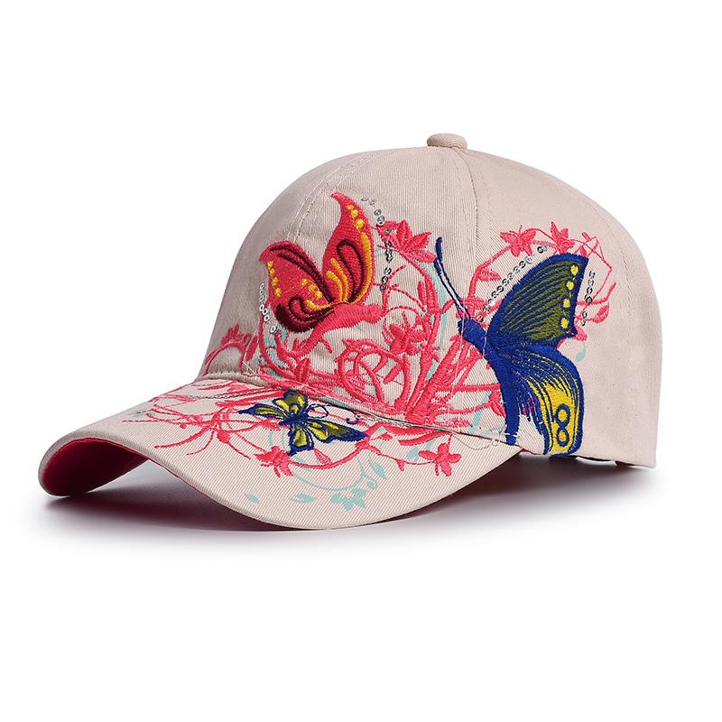 Baseball Cap Women Embroidered Flower Baseball Hat Spring Summer Hats For Women Cotton Snapback Vintage Ethnic Style Sun Visor