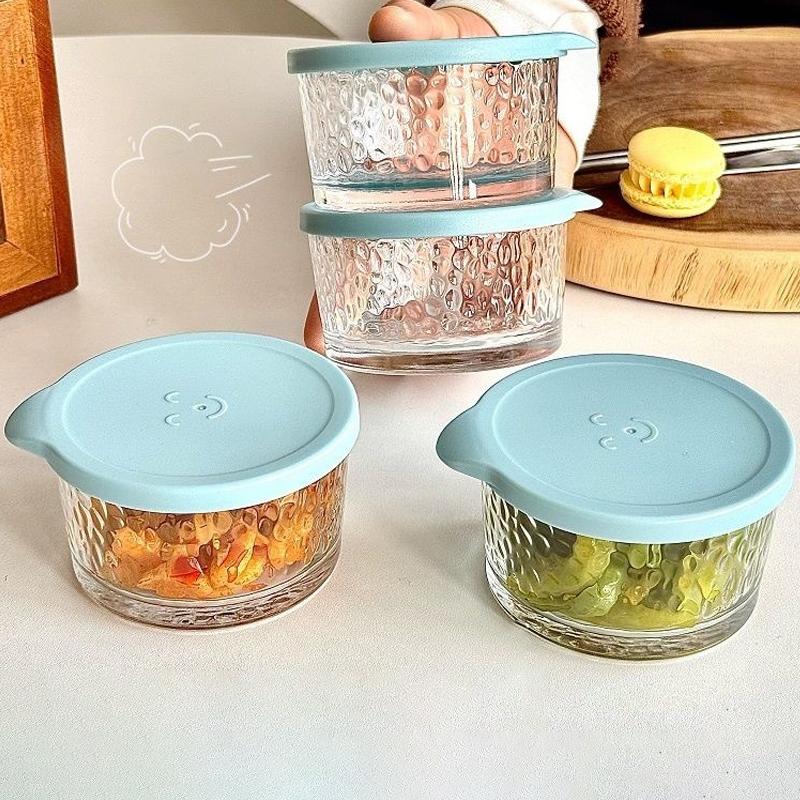 1/3PCS 200ML Glass Storage Jars Transparent Thicken Glass Storage Containers Multifunction Fresh-keeping Jars Outdoor Tableware