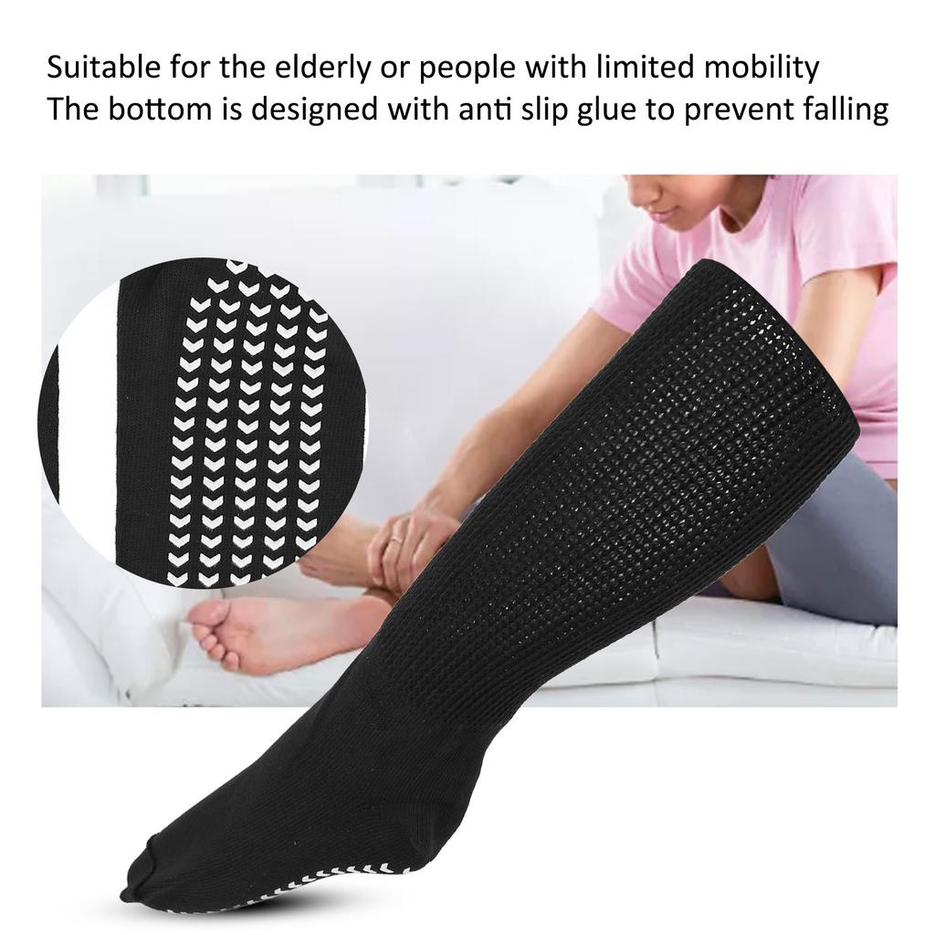 1 Paar Extra Weite Diabetikersocken Gute Elastizität Anti-Rutsch-Sohle Weiche Baumwolle Schwarz Weite Diabetikersocken für Geschwollene Füße