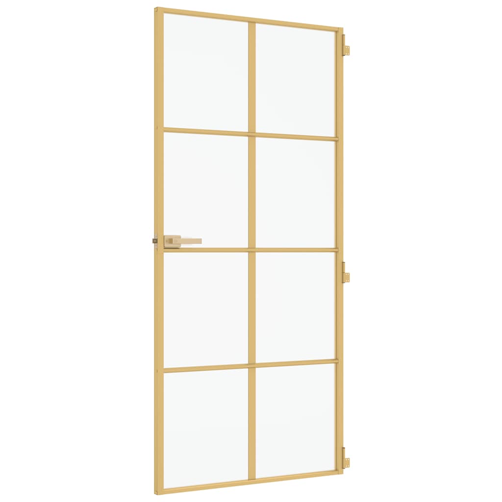 Vidaxl Interior Door, Gold, 93X201.5 Cm, Glass and Aluminum