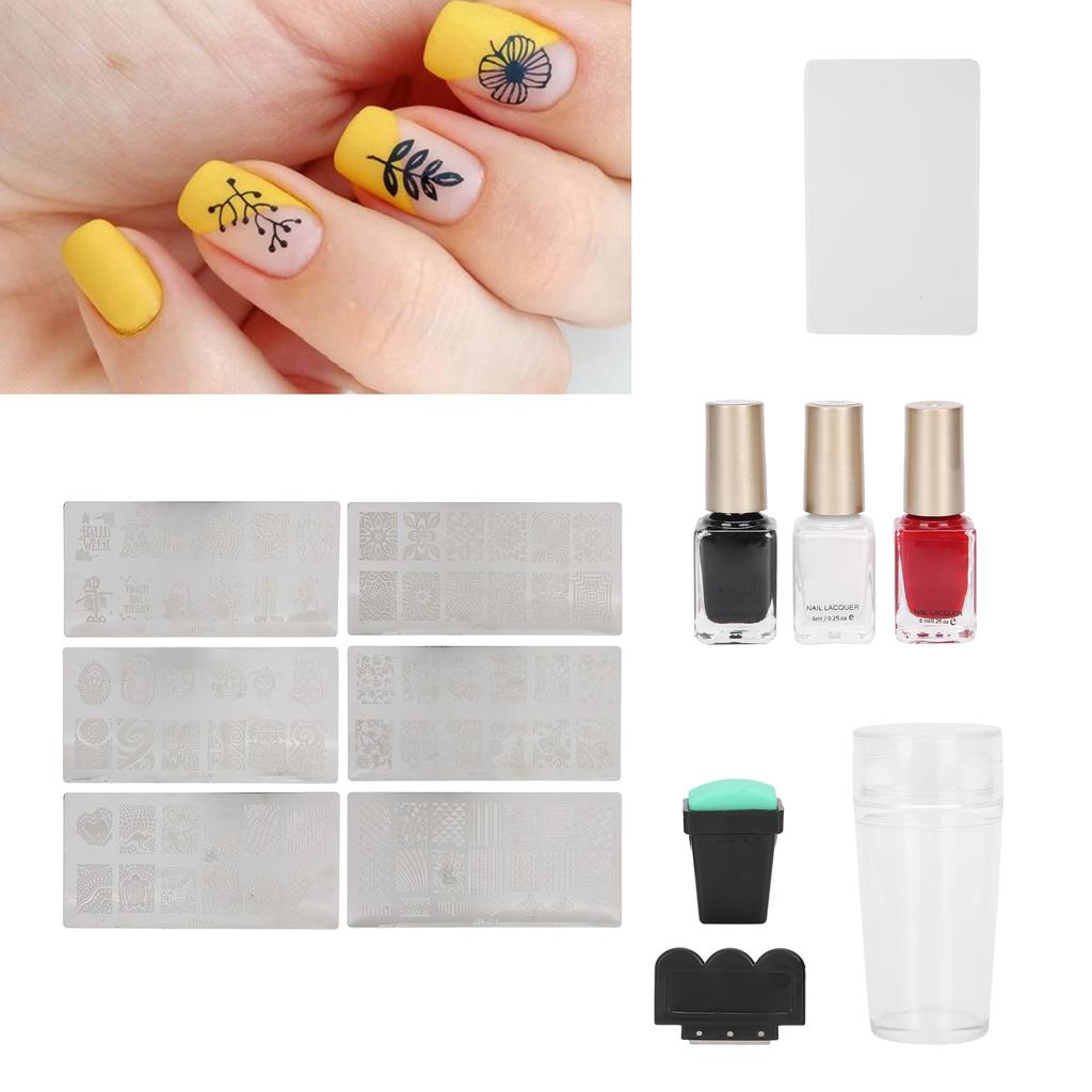 Nail Stamping Plate Set Nail Art Scraper Stamper Manicure Image Template Stencil
