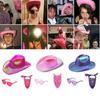3pcs Adult Cowboy Hat+Heart Sunglasses+Kerchief Woman Sunproof Cowgirl Hat Set