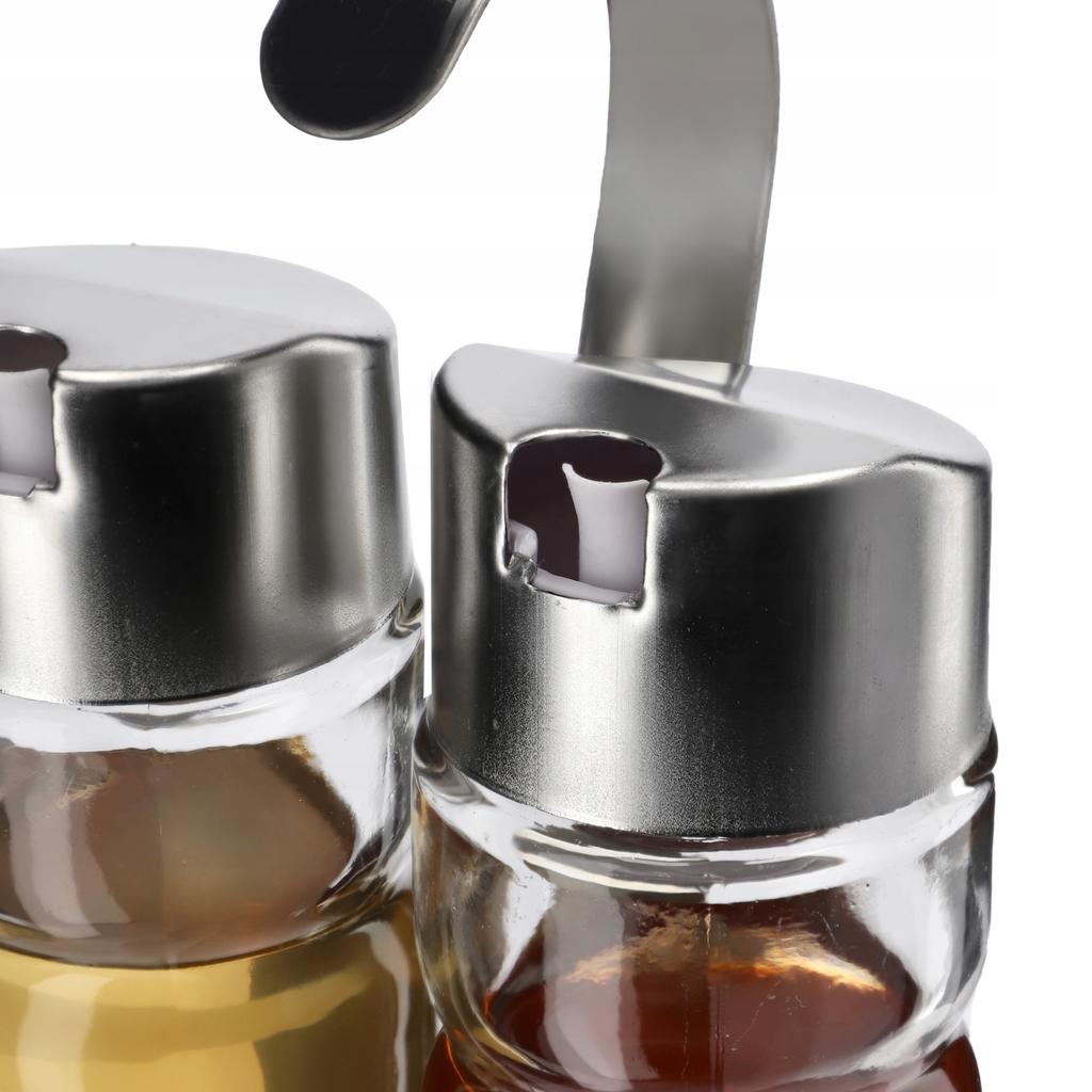 KADAX Butelka Szklana Na Oliwę Ocet 2x100ml Zestaw Do Oliwy Octu + Stojak