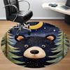 1pc Bear Night Office Round Area Rug, Indoor Mat Suitable ForOffice, Under Office Chairs Bedroom Living Room Home Decor, Room Deco T076