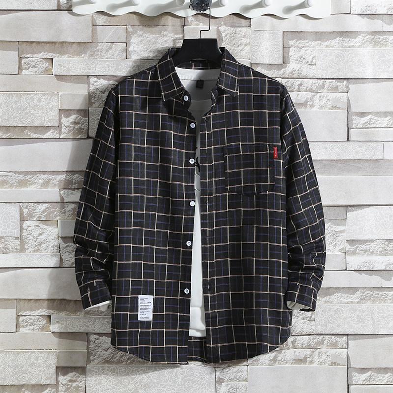 Classical Men Plaid Shirts Long Sleeve Casual Regular Fit Male Tops Autumn Spring
