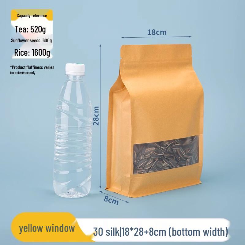 Kraft Paper Self-Sealing Stand-Up Pouch with Window