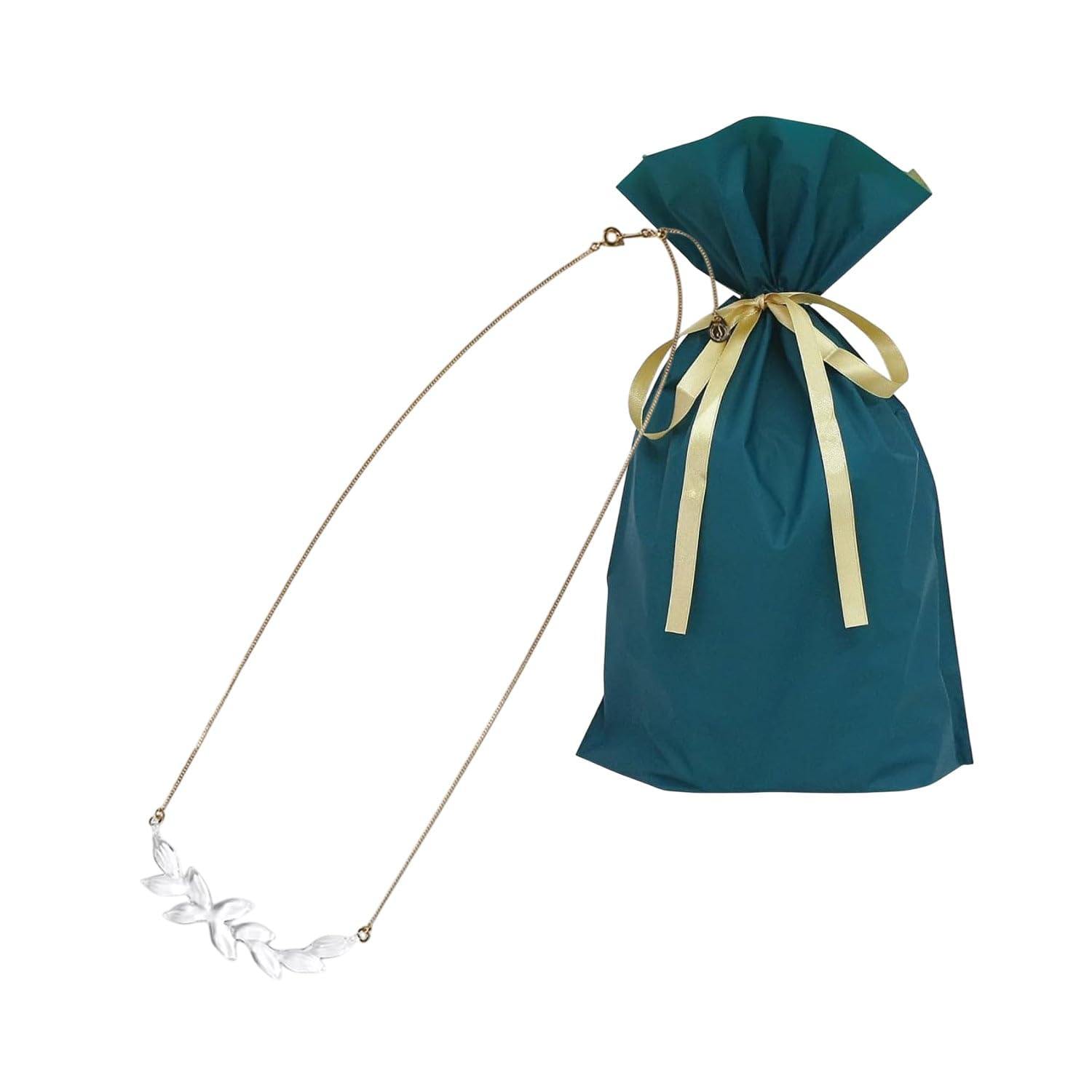 

[Set] 2-piece set (HARIO Lampwork Factory Yureha Clear Necklace HAKD-YH-N, Gift Bag with Ribbon)