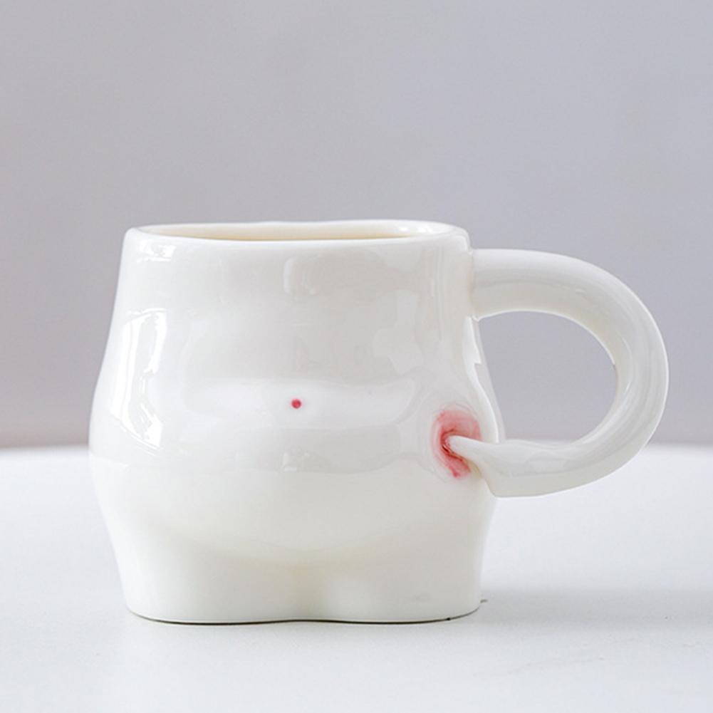

320ml Funny Coffee Mug with Hand Handle Handmade Coffee Mug Fat Belly Shaped Mug Weight Loss Encouragement Gift Pinch The Belly