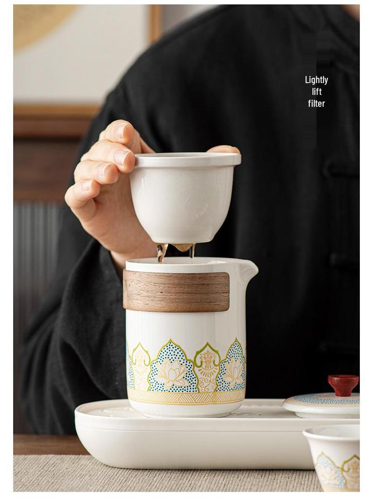 Portable Travel Kung Fu Tea Set: Outdoor Camping Quick Cup & Teapot for Business Gift