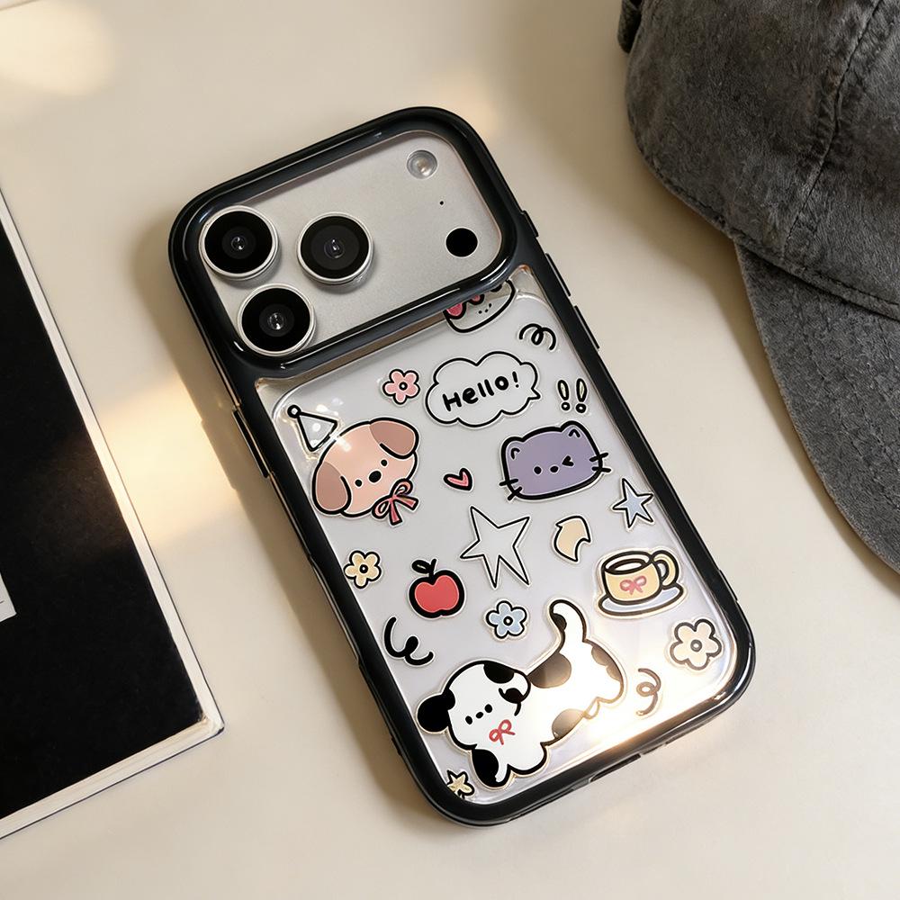 Transparent Dog & Cat Story Case for iPhone 15/14/13 Pro Max - Anti-Fall