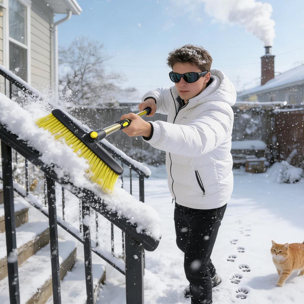 Snow Brush For Car Ice Scraper, Adjustable Extendable Winter Scraper With Ice Brush & Comfort Foam Grip For SUV Truck Windshield Snow Removal ,Yellow,