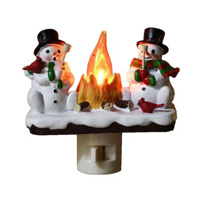 1pcs Snowman Campfire Flickering Night Light Christmas Santa Claus Plug In Night Light  Christmas Decoration for Boys/Girls