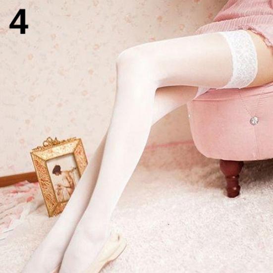 Women Sexy Transparent Lace Patchwork Stay Up Thigh High Nightclub Stockings