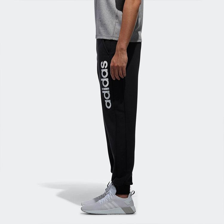 Adidas Neo Logo Print Fleece-Lined Warm Jogger Sweatpants Men Bottoms Black CV9327