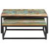 Set of 2 Side Tables Recycled Solid Wood