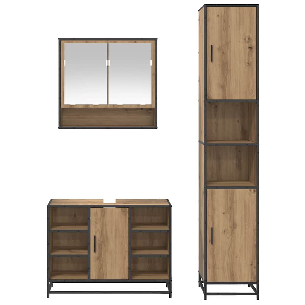 Bathroom Furniture Set 3 Pcs Artisan Oak 35 X 37.5 X 188.5 Cm