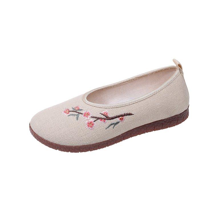 Fashion Leisure women's shoes, pullover, knitted single flat shoes, breathable round toe women's fashionable pruning plum blossom shoes