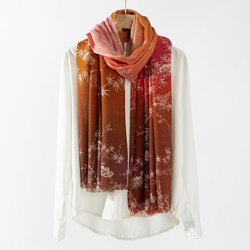 Winter Wool Scarf Women's Long Thermal Scarf Shawl Dual-purpose