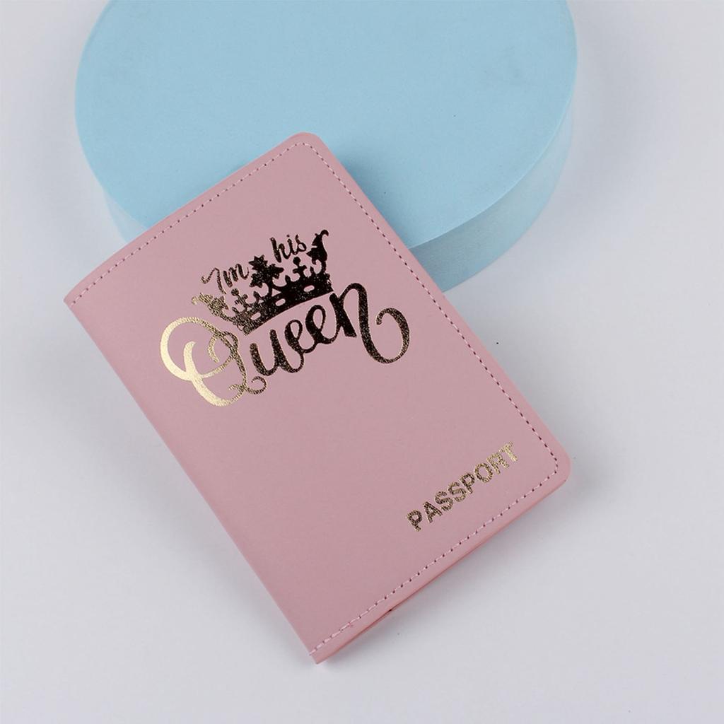 Lover Couple Passport Cover Holder Hot Stamping Queen for Women Men Travel Fashion Weddings Gift