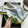 Green Wheat Field Oil Painting Silk Silk Scarf Women's Spring New 100 Mulberry Silk Silk Scarf Simple and Versatile Square Scarf Scarf