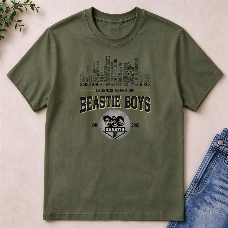 Beastie Boys Legends Never Die 19812012 Graphic T Shirt Unisex Short Sleeve O Neck Casual Hip Hop Music Fans Tee Harajuku Y2k