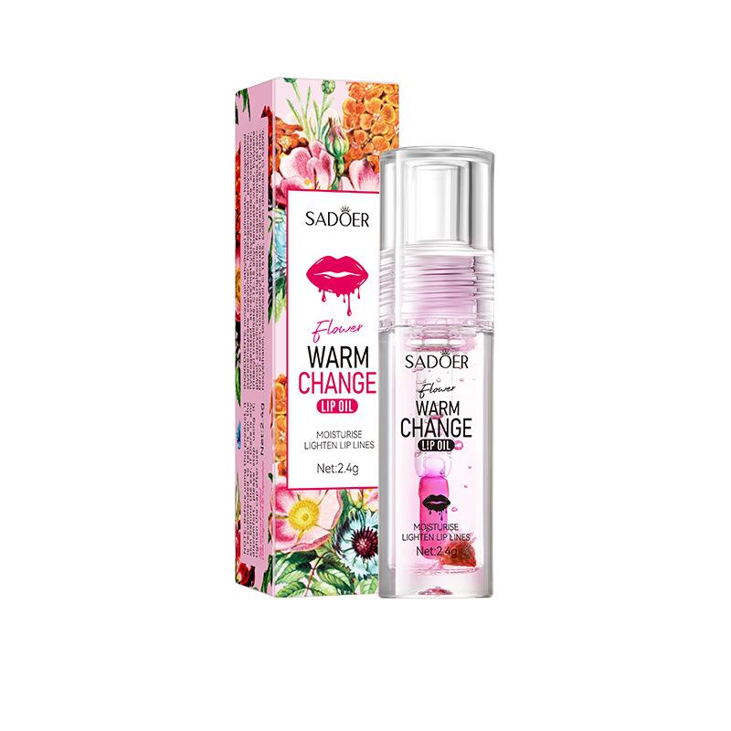 

Sadoer Flower Warm Lip Oil Series Волшебное изменение цвета Увлажняющее масло для губ 2024 Новое Теплое изменение Увлажняющий блеск для губ strawberry