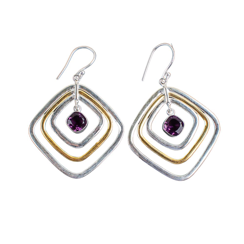 Amethyst Gemstone 925 Sterling Silver Handmade Jewelry Dangle Earrings 2.44" EE-70-8