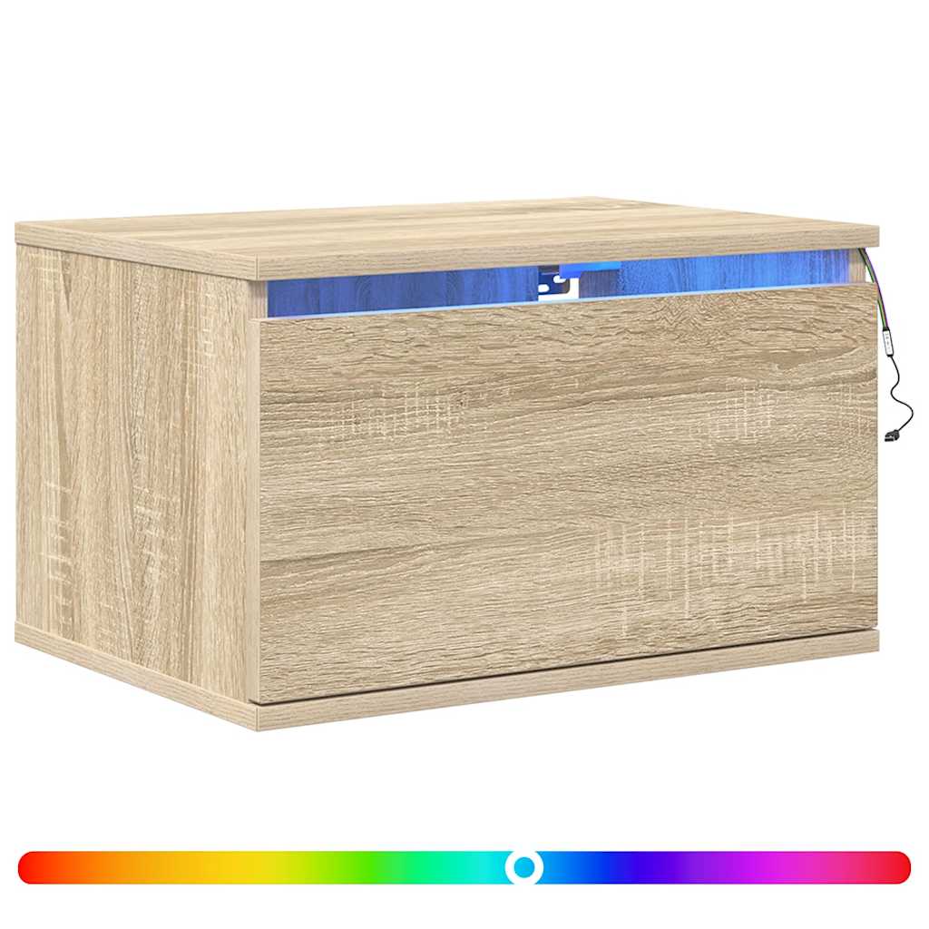 Vidaxl Hanging Nightstands With LED, 2 Pcs, Sonoma Oak