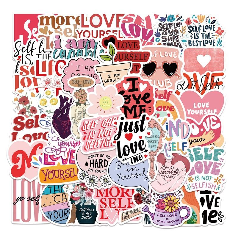 10/25/50 Stück Selbstliebe Inspirierende Worte Aufkleber Graffiti Motivierende Zitate für Erwachsene Laptop Handy Flasche Gepäck Flasche