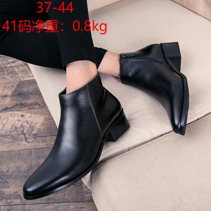 

Spring and Autumn British Korean version of men s boots pointed high-top leather shoes fashionable versatile short boots men s Martin boots tre 44