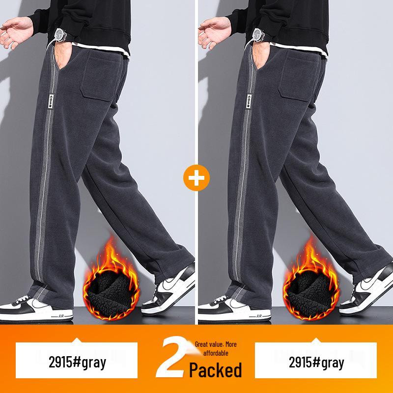 Men's Fleece-Lined Wide-Leg Sweatpants, Winter Sports Casual Pants for Spring/Autumn 2025