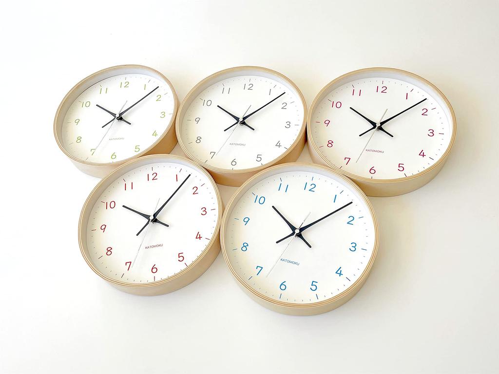 KATOMOKU Plywood Clock 22 Light Blue Wall Clock Continuous Second Hand km-121LB 252mm (radio Clock)