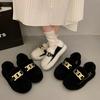 Fashion Women's Leopard Print Autumn Casual Shoes Round Toe Thick Sole Slip-on Loafers Fur Autumn New Outdoor Walking Shoes Slip-on 2024