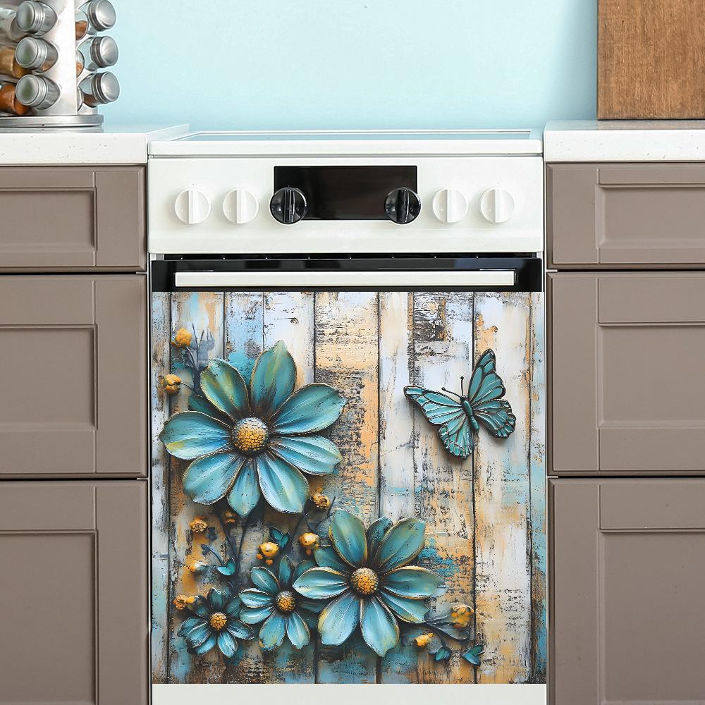 Creative Simulation Embossed Flowers Kitchen Restaurant Cabinet Home Background Beautification Decoration Wall Stickers