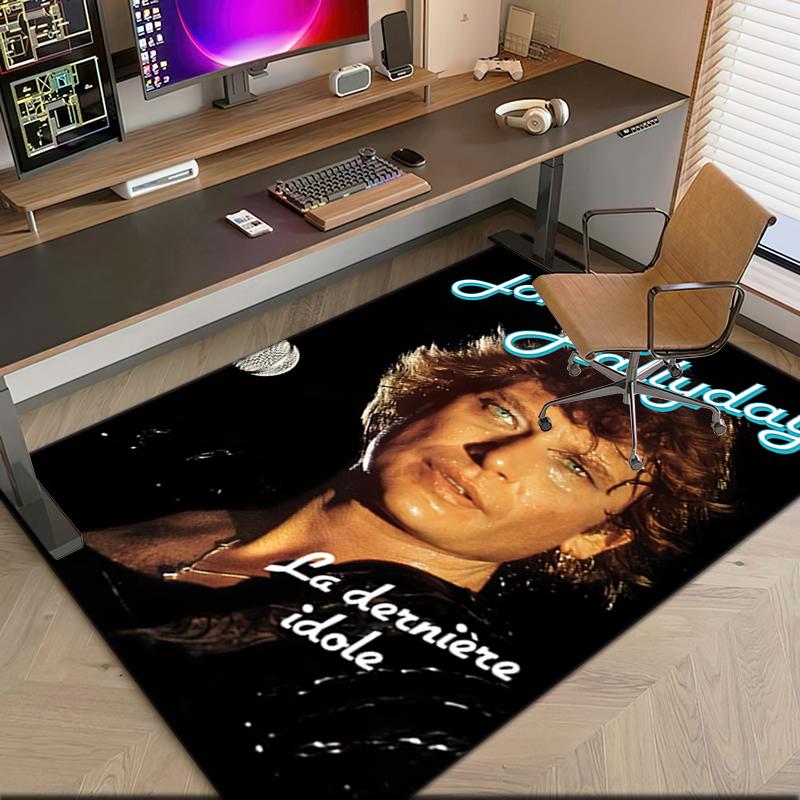 1pc French rock legend Johnny Hallyday Carpet Rug for Living Room Bedroom Home Sofa Decoration,Kids play Non-slip Floor Mat