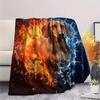 Blue Red Flame Cat Chicken DogPrint Flannel Blanket,High quality Comfortable for All Seasons,Home Decor,Warmth and Comfort,Perfect for Christmas Gifts