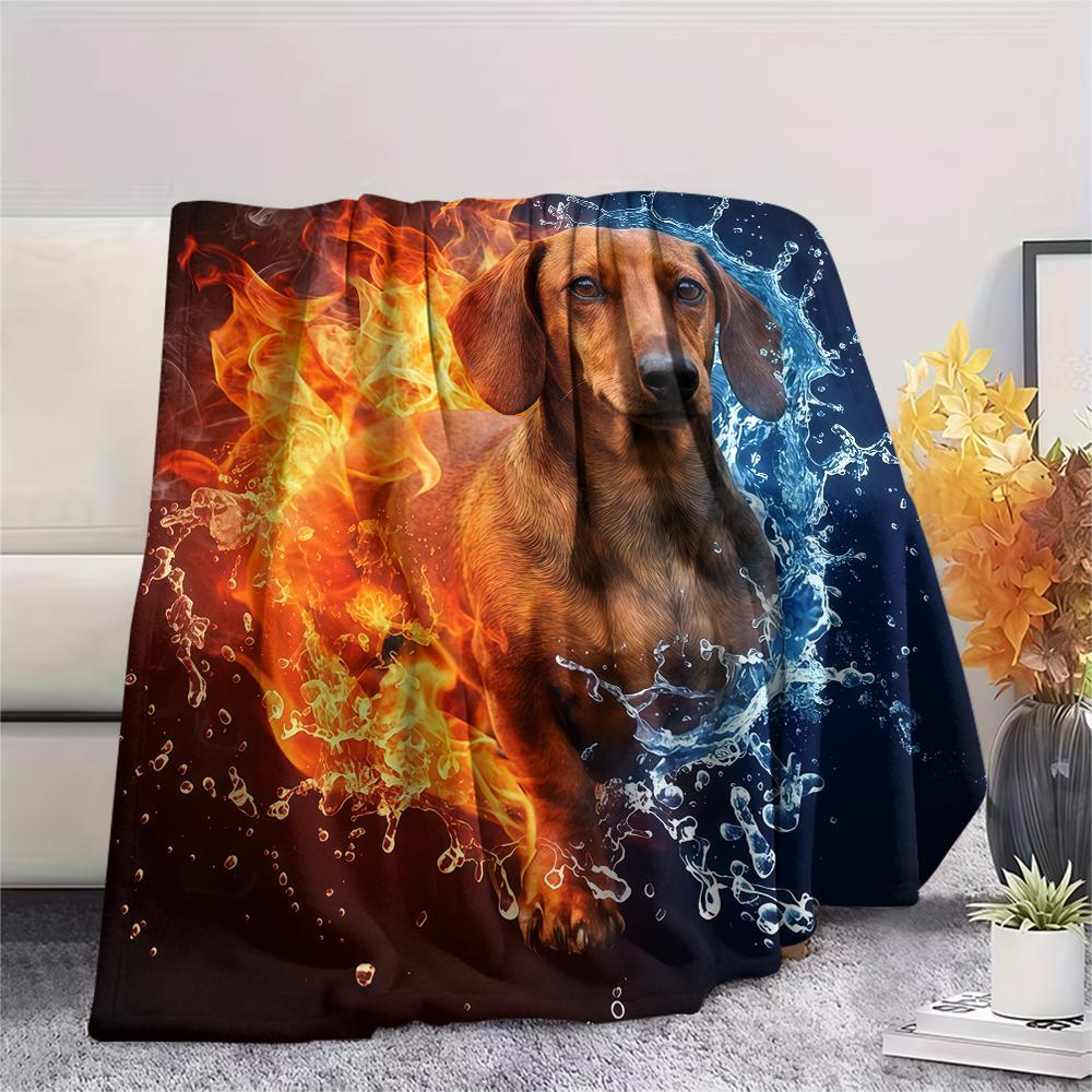 Blue Red Flame Cat Chicken DogPrint Flannel Blanket,High quality Comfortable for All Seasons,Home Decor,Warmth and Comfort,Perfect for Christmas Gifts
