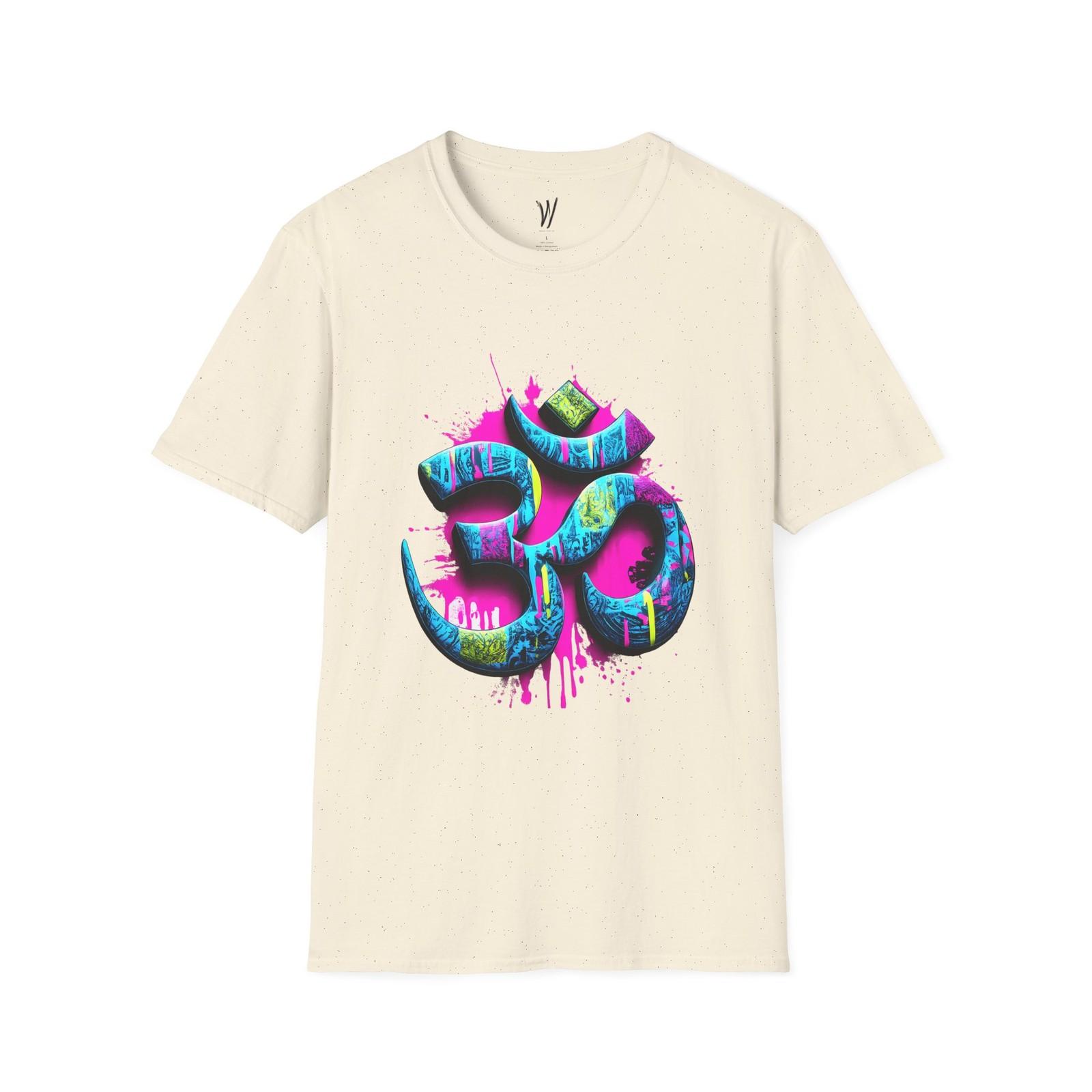 Graffiti Om Symbol T-Shirt | Neon Drip Aum Unisex Tee S разноцветный